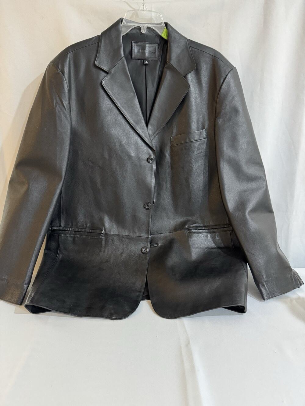 Croft & Barrow Men’s XL Black Leather Blazer Jacket Mid-weight Lined Pockets